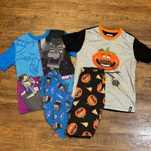 Boys Fortnite & Minecraft Pajama Set Short Sleeve T-shirt Shorts Size 10/12